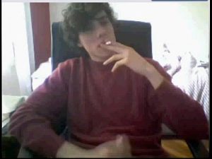 Slim Curly Gay Cam Boy Smokes And Jerks Off