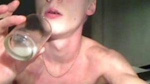 Twink Drinks His Own Delicious Cum After Wank
